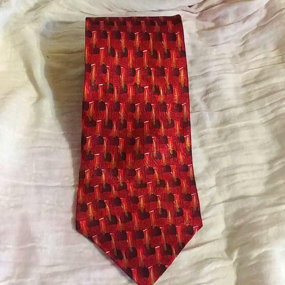 Men's red pattern Jerry Garcia tie. Borland Collec